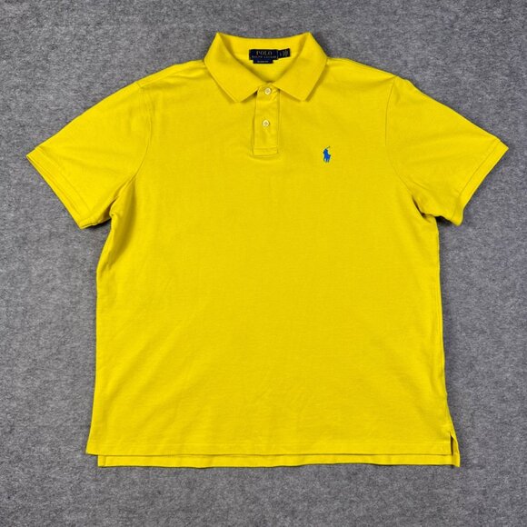 Ralph Lauren Polo Shirt Mens Large Yellow Classic Fit Preppy - Picture 1 of 10
